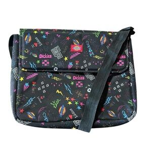 Dickies Black Laptop Messenger Bag with Multicolor Graphics